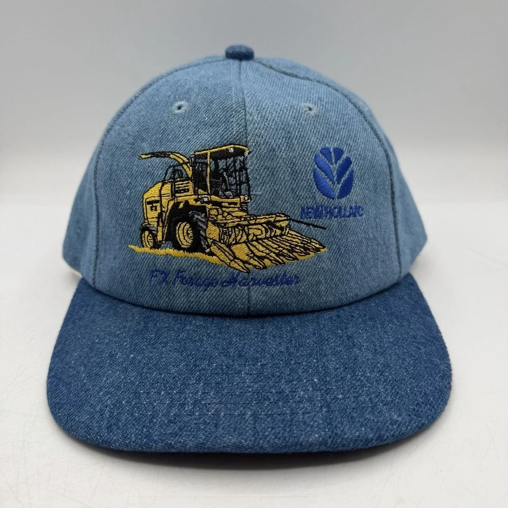 Vintage New Holland Trucker Hat Snapback Denim FX Forage Harvester‎ K-Products